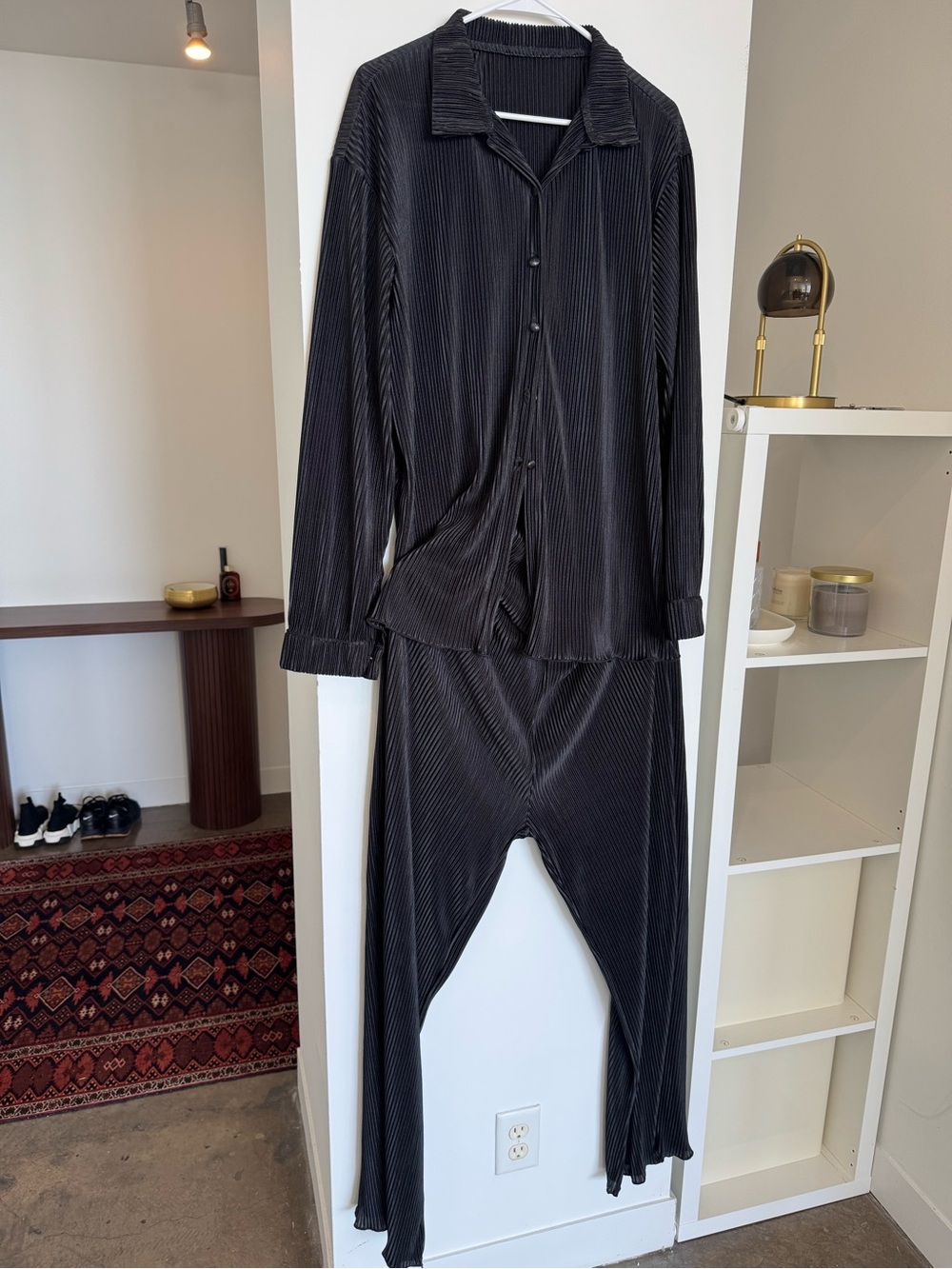 Black Ribbed Two-Piece Women's Dress Set